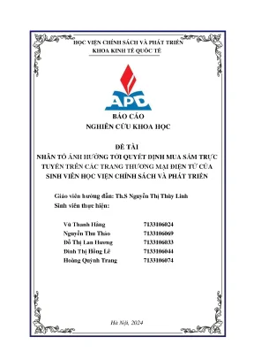 Đề tài nhân tố ảnh hưởng tới quyết định mua sắm trực tuyến trên các trang thương mại điện tử của sinh viên học viện chính sách và phát triển