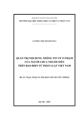 Quản trị nội dung thông tin về vi phạm của người chưa thành niên trên báo điện tử pháp luật việt nam