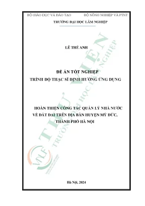 Hoàn thiện công tác quản lý nhà nước về đất đai trên địa bàn huyện mỹ đức thành phố hà nội