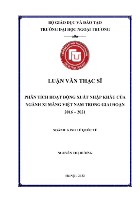 Phân tích hoạt động xuất nhập khẩu của ngành xi măng việt nam giai đoạn 2016 2021