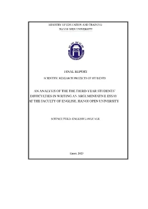 An analysis of the the third year students difficulties in writing an argumentative essay at the faculty of english hanoi open university