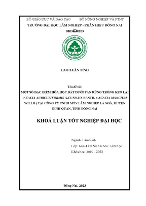 Một số đặc điểm hóa học đất dưới tán rừng trồng keo lai acacia auriculiformis a cunn ex benth × a mangium willd tại công ty tnhh mtv lâm nghiệp la ngà huyện định quán tỉnh đồng nai