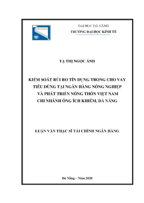Kiểm soát rủi ro tín dụngtrong cvtd tại ngân hàng nông nghiệp và phát triển nông thôn việt nam chi nhánh ông ích khiêm đà nẵng