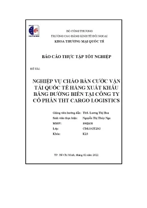Nghiệp vụ chào bán cước vận tải quốc tế hàng xuất khẩu bằng đường biển tại công ty cổ phần tht cargo logistics
