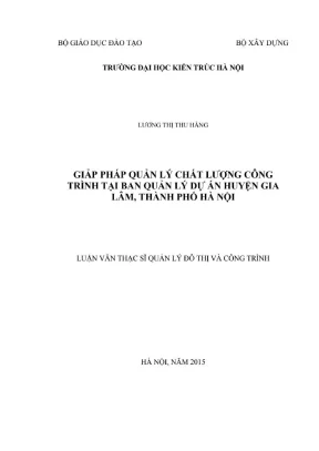 Giải pháp quản lý chất lượng công trình tại ban quản lý dự án huyện gia lâm thành phố hà nội