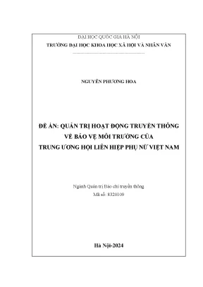 Quản trị hoạt động truyền thông về bảo vệ môi trường của trung ương hội liên hiệp phụ nữ việt nam