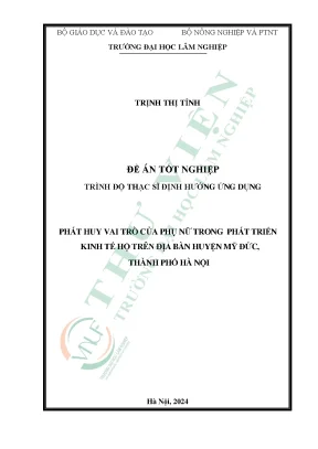 Phát huy vai trò của phụ nữ trong phát triển kinh tế hộ trên địa bàn huyện mỹ đức thành phố hà nội