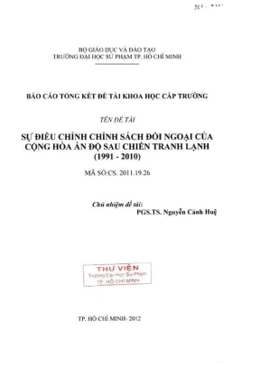 Đề tài nghiên cứu khoa học cấp trường sự điều chỉnh chính sách đối ngoại của cộng hòa ấn độ sau chiến tranh lạnh 1991 2010