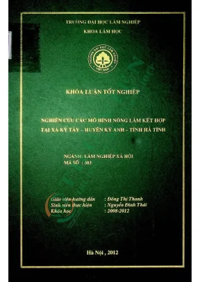 Nghiên cứu các mô hình nông lâm kết hợp tại xã kỳ tây huyện kỳ anh tỉnh hà tĩnh