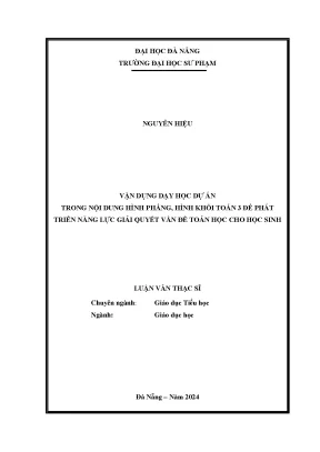 Vận dụng dạy học dự án trong nội dung hình phẳng hình khối toán 3 để phát triển năng lực giải quyết vấn đề toán học cho học sinh