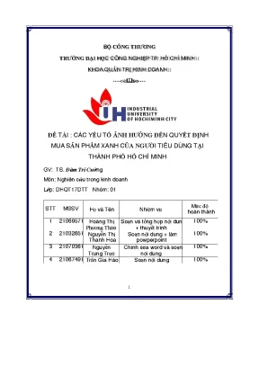 Đ ti các yếu tố ảnh hưởng đến quyết định mua sản phẩm xanh của người tiêu dùng tại thành phố hồ chí minh