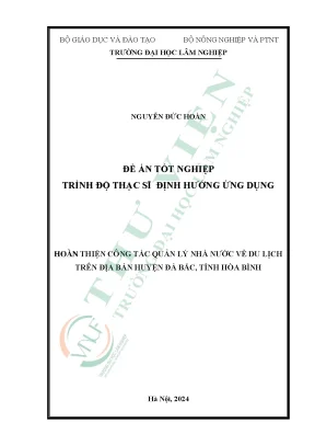 Hoàn thiện công tác quản lý nhà nước về du lịch trên địa bàn huyện đà bắc tỉnh hòa bình