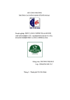 Doanh nghiệp phúc long coffee tea house chủ đề nghiên cứu marketing dịch vụ của doanh nghiệp phúc long coffee tea