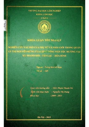 Nghiên cứu vai trò của phụ nữ và nam giới trong quản lý tài nguyên rừng của cộng đồng dân tộc mường tại xã thanh hối tân lạc hòa bình