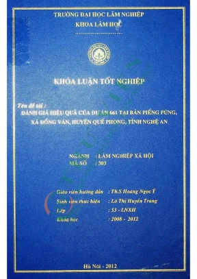 Đánh giá hiệu quả của dự án 661 tại bản piếng pùng xã đồng văn huyện quế phong tỉnh nghệ an