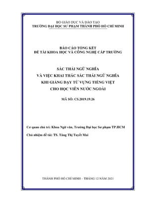 De tai nghien cuu khoa hoc cap truong sac thai ngu nghia va viec khai thac sac thai ngu nghia khi giang day tu vung tieng viet cho hoc vien nuoc ngoai