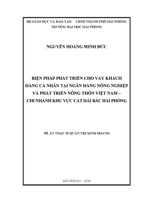 Luận văn thạc sĩ quản trị kinh doanh biện pháp phát triển cho vay khách hàng cá nhân tại ngân hàng nông nghiệp và phát triển nông thôn việt nam chi nhánh khu vực cát hải bắc hải phòng