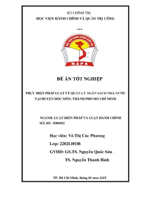 Luận văn thạc sĩ luật học thực hiện pháp luật về quản lý ngân sách nhà nước tại huyện hóc môn thành phố hồ chí minh