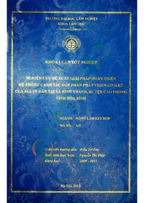Nghiên cứu đề xuất giải pháp hoàn thiện hệ thống canh tác góp phần phát triển sinh kế của người dân tại xã bình thanh huyện cao phong tỉnh hòa bình