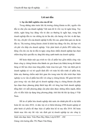 Chuyên đề thực tập tốt nghiệp định giá cổ phiếu phát hành lần đầu ipo tại công ty chứng khoán ngân hàng đông á thực trạng và giải pháp