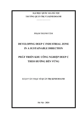 Developing deep c industrial park in a sustainable direction phát triển khu công nghiệp deep c theo hướng bền vững