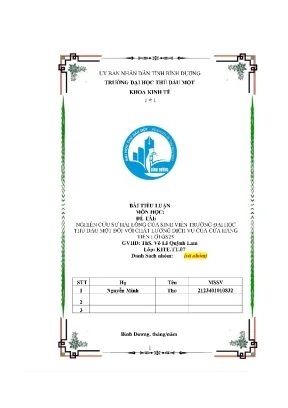 Nghiên cứu sự hài lòng của sinh viên trường đại học thủ dầu một đối với chất lượng dịch vụ của cửa hàng tiện lợi gs25