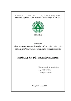 Nghiên cứu đặc điểm vật liệu cháy tại ban quản lý vqg bù gia mập