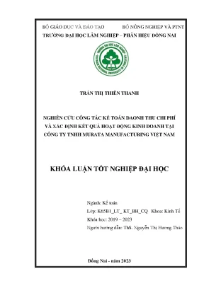 Nghiên cứu công tác kế toán doanh thu chi phí và xác định kqkd tại công ty tnhh murata manufacturing việt nam