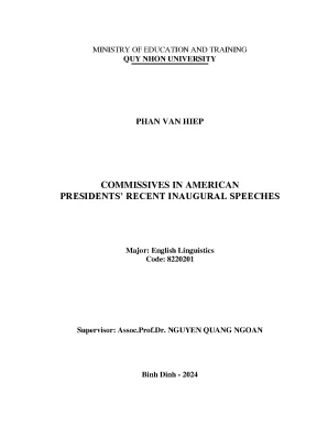 Luận văn thạc sĩ ngôn ngữ anh commissives in american presidents recent inaugural speeches