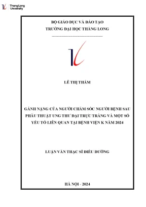 Gánh nặng của người chăm sóc bệnh sau phẫu thuật ung thư trực tràng và một số yếu tố liên quan tại bệnh viện k năm 2024