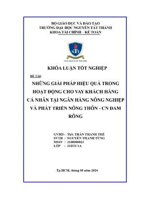 Những giải pháp hiệu quả trong hoạt động cho vay khách hàng cá nhân tại ngân hàng nông nghiệp và phát triển nông thôn cn đam rông