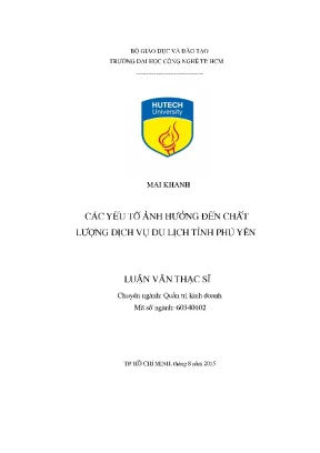 Các yếu tố ảnh hưởng đến chất lượng dịch vụ du lịch tỉnh phú yên