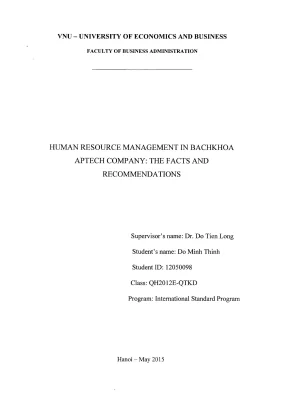 Khoa luan tot nghiep quan tri kinh doanh human resource management in bach khoa aptech company the facts and recommendations