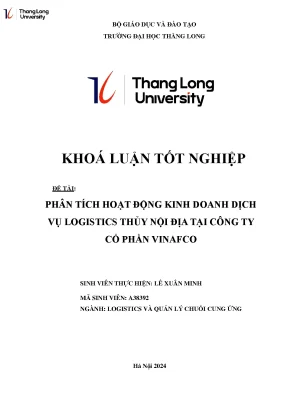 Phân tích hoạt động kinh doanh dịch vụ logistics thủy nội địa tại công ty cổ phần vinafco