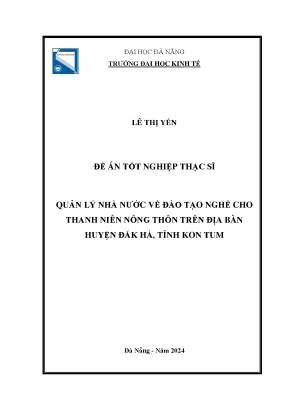 Quản lý nhà nước về đào tạo nghề cho thanh niên nông thôn trên địa bàn huyện đăk hà tỉnh kon tum