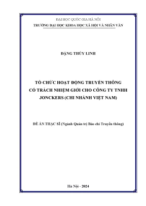 Tổ chức hoạt động truyền thông có trách nhiệm giới cho công ty tnhh jonckers chi nhánh việt nam