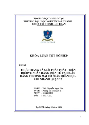 Thực trạng và giải pháp phát triển dịch vụ ngân hàng điện tử tại ngân hàng thương mại cổ phần quân đội chi nhánh quận 12