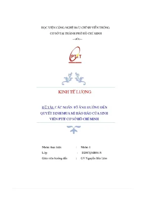 Đề tài các nhân tố ảnh hưởng đến quyết định mua mì hảo hảo của sinh viên ptit cơ sở hồ chí minh
