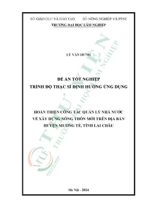 Hoàn thiện công tác quản lý nhà nước về xây dựng nông thôn mới trên địa bàn huyện mường tè tỉnh lai châu