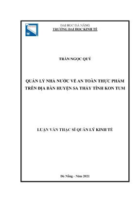 Quản lý nhà nước về attp trên địa bàn huyện sa thầy tỉnh kon tum