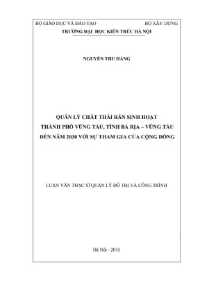 Quản lý chất thải rắn sinh hoạt thành phố vũng tàu tỉnh bà rịa vũng tàu đến năm 2030 với sự tham gia của cộng đồng