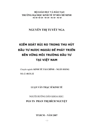 Kiểm soát rủi ro trong thu hút đầu tư nước ngoài để phát triển bền vững môi trường đầu tại việt nam