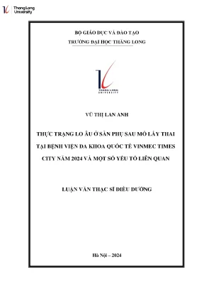 Thực trạng lo âu ở sản phụ sau mổ lấy thai tại bệnh viện đa khoa quốc tế vinmec times city năm 2024 và một số yếu tố liên qian