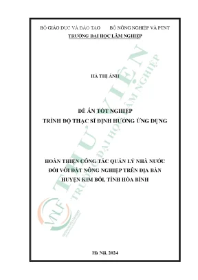 Hoàn thiện công tác quản lý nhà nước đối với đất nông nghiệp trên địa bàn huyện kim bôi tỉnh hòa bình