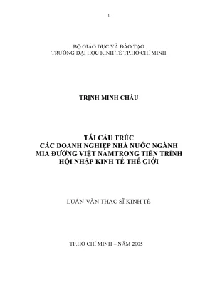 Tái cấu trúc các doanh nghiệp nhà nước ngành mía đường việt nam trong tiến trình hội nhập kinh tế