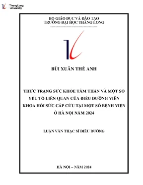 Thực trạng sức khỏe tâm thần và một số yếu tố liên quan của điều dưỡng viên tại khoa hồi sức cấp cứu tại một số bệnh viện ở hà nọi năm 2024