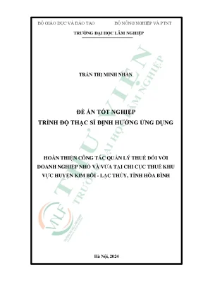 Hoàn thiện công tác quản lý thuế đối với doanh nghiệp nhỏ và vừa tại chi cục thuế khu vực huyện kim bôi lạc thủy tỉnh hòa bình