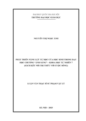 Phát triển năng lực tự học của học sinh trong dạy học chương ánh sáng khoa học tự nhiên 7 sách kết nối tri thức với cuộc sống