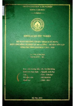 Đề xuất phương án quy hoạch sử dụng đất lâm nông nghiệp xã mỹ lương huyện yên lập tỉnh phú thọ giai đoạn 2012 2020