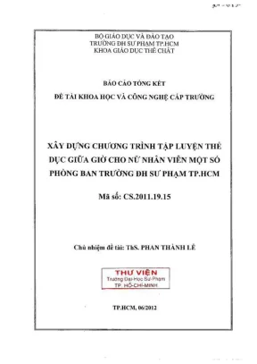 Đề tài nghiên cứu khoa học cấp trường xây dựng chương trình tập luyện thể dục giữa giờ cho nữ nhân viên một số phòng ban trường đh sư phạm tp hcm